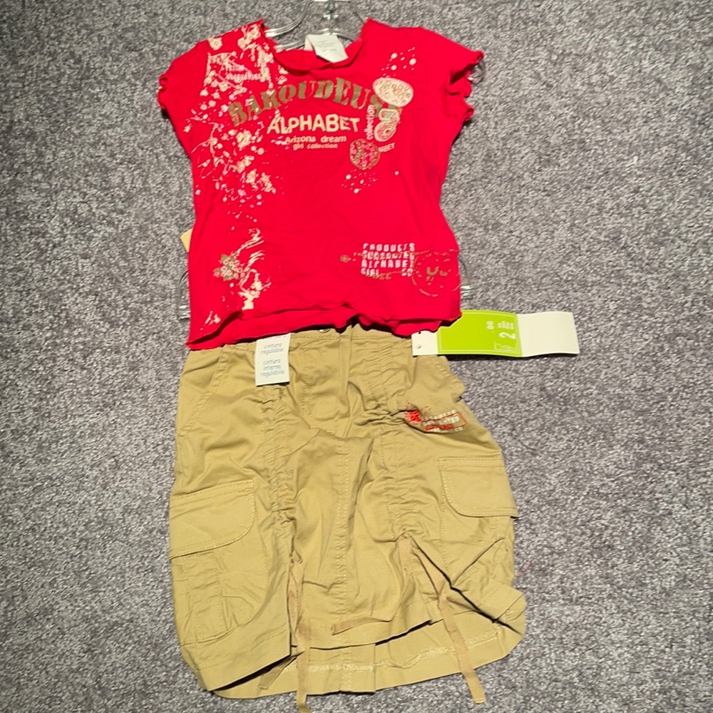 NWT Alphabet Girls Rouched Skirt Top Set